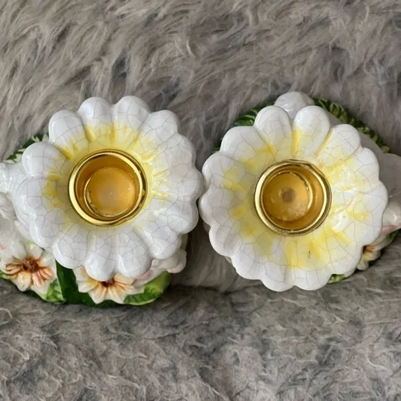 Hand painted Spring White Bunny Ceramic Candle holder Easter Bunny Crackle Paint - Picture 4 of 11